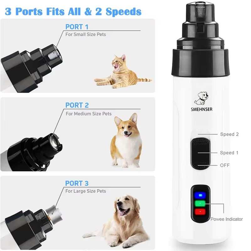 Dog Nail Grinders Painless USB Charging Rechargeable Pet Nail Clippers Quiet Electric Dog Cat Paws Nail Grooming Trimmer Tools